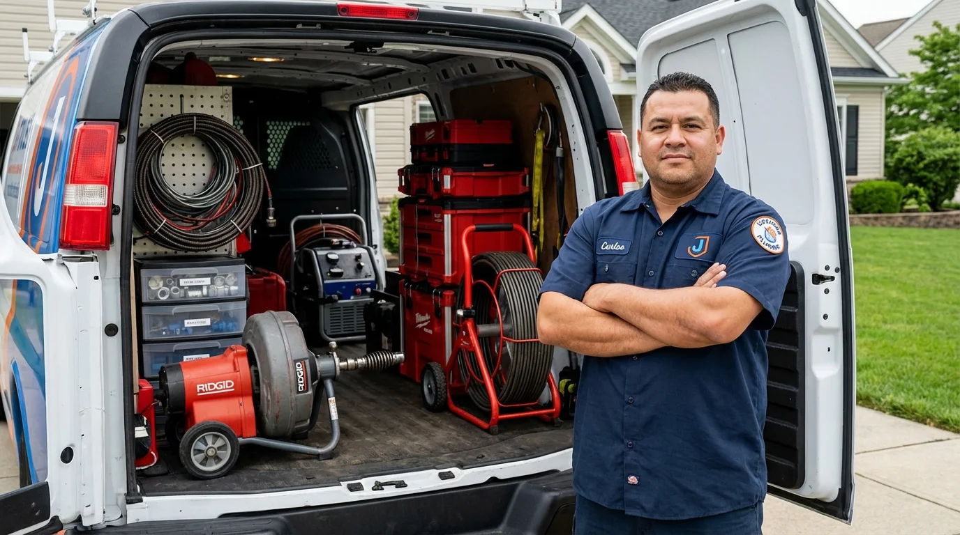 Professional drain cleaning equipment and Johns Plumbing LLC plumber in Lake Dallas