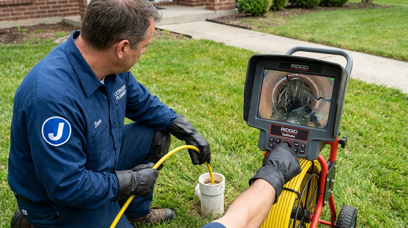 Sewer camera inspection being performed by Johns Plumbing LLC in Lake Dallas