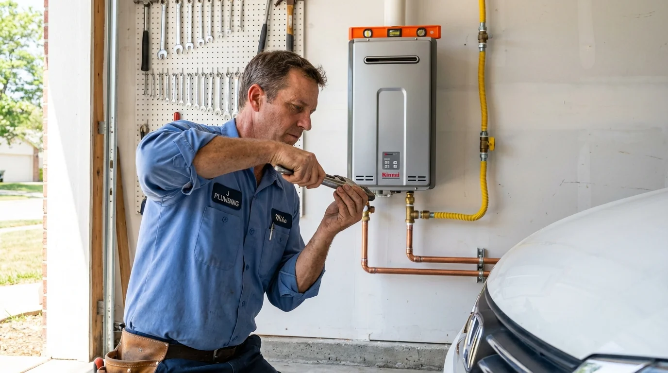 Tankless water heater installation by a Johns Plumbing LLC plumber in Lake Dallas